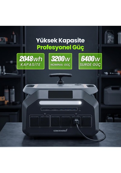 Goboenergy P3200 2048wh Lifepo4 Taşınabilir Güç İstasyonu, 3200w Sürekli 6400w Tepe Güç, 1800w Hızlı Şarj, 10