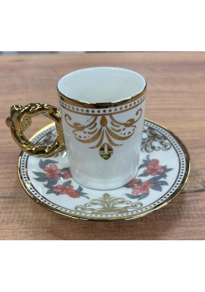 Porselen Kahve Takımı 6 Kişilik Özel Tasarım 100 Ml Beyaz
