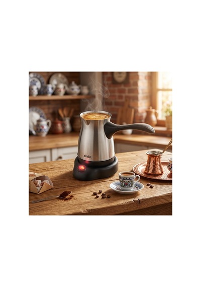 Çelik Elektrikli Cezve Türk Kahve Makinesi - 6fincan 500ml 360 Kablosuz Kullanım Katlanır Kulp 600w Çok Renkli