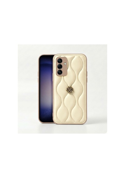 Samsung Galaxy Uyumlu A54  Kılıf Zebana Camellia Deri Kılıf Bej