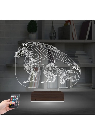 Luvivia Ejderha 3d Lamba - Masa Gece Lambası V2 Şeffaf