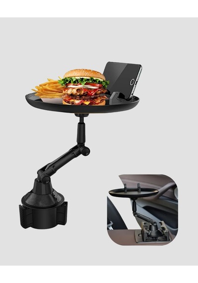 Astraltech Araç İçi Bardaklık Tepsisi 360 Döner Ve Telefon Standlı