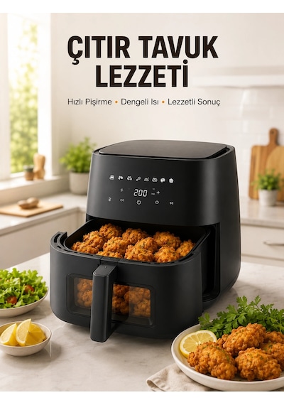Geniş Hazneli Air Fryer Hızlı Ve Pratik Pişirme Makinesi Çok Renkli