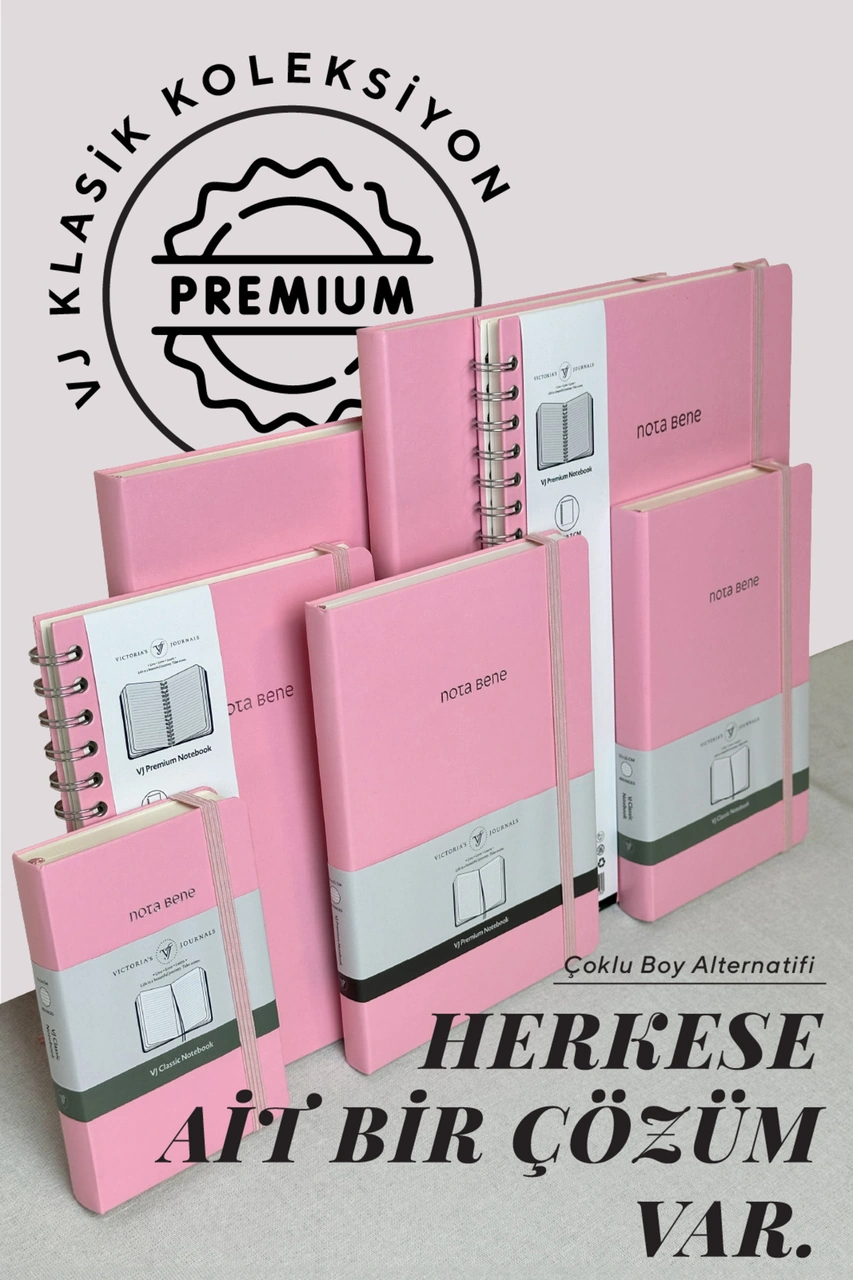 Nota Bene Classic Sert Kapak Defter, 13x21 Cm, Çizgili Pembe