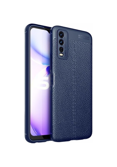 Smcase Vivo Y11s Kılıf Kamera Korumalı Deri Dokulu Niss Silikon Siyah