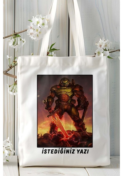 Art Hediye Doom Oyun Baskılı Omuz Çanta Kişiye Özel Model 12 Çok Renkli