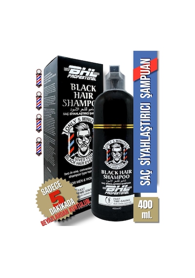 Black Hair Shampoo Siyahlaştırıcı Şampuan / Saç Sakal Beyaz Kapatıcı Şampuan 400ml.