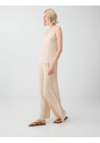 Jimmy Key Jimmy Key Taş Bol Paça Pliseli Örme Pantolon 6sw187379928