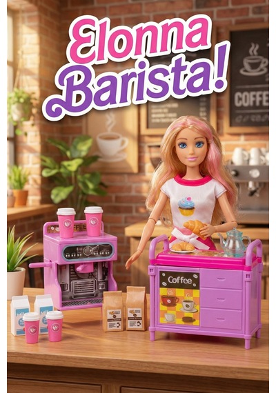 Elonna Hareketli Eklemli Oyuncak Bebek Ve Büyük Aksesuar Seti 30 Cm - Meslekler Serisi Barista