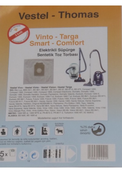 Vinto Thomas Sentetik Toz Torbası 5 Li X2 10 Adet