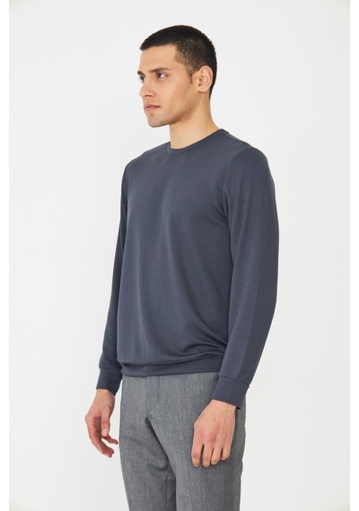 White Stone Antrasit Basic Bisiklet Yaka Erkek Sweatshirt Antrasit