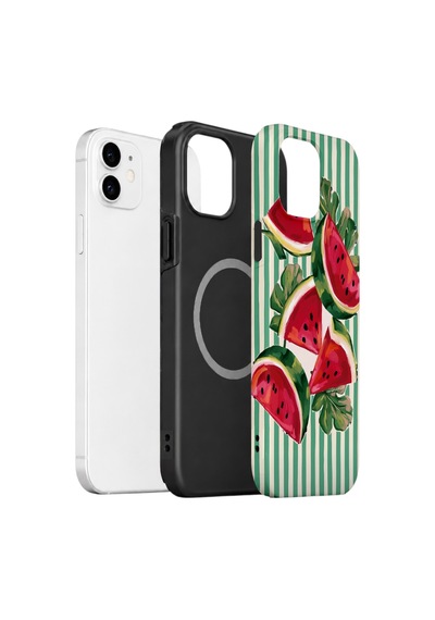Apple iPhone Uyumlu 11 Vorian Çift Katmanlı Magsafe Kılıf Watermelon Cabana