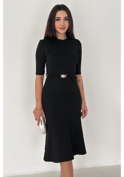 Noa & Noa Kadın Kemer Detaylı Midi Elbise Belted Elegance Siyah Noa & Noa Kadın Kemer Detaylı Midi Elbise Belted Elegance Siyah