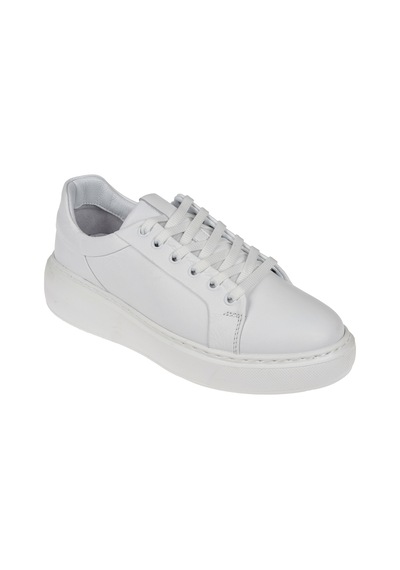Pullman Hakiki Deri Kadın Spor Ayakkabı Sneaker Ahu-3090 Beyaz
