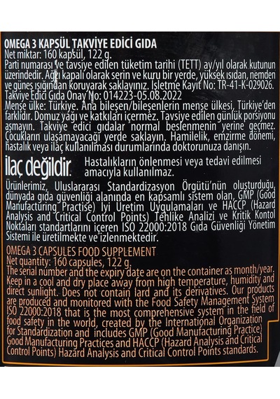 Hardline Nutrition Omega 3 Fish Oil, 160 Kapsül