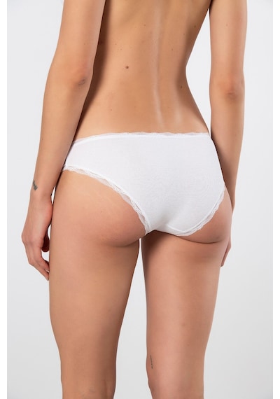 Türen Kadin Likrali Ribana Dantelli Bikini Külot 2'li Paket 928/beyaz Beyaz