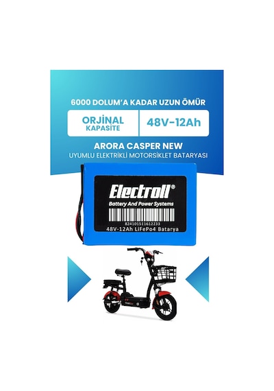 Arora Casper New Uyumlu Batarya Lifepo4 48v 12ah Elektrikli Motorsiklet Bataryası