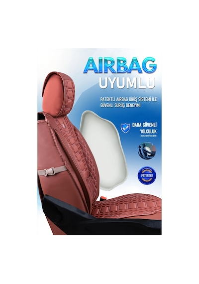 Uyumlu Lüks Deri Oto Koltuk Kılıfı Ön Arka Takım Set Tarçın Royal Model Fs