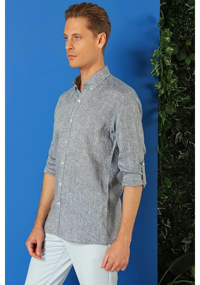 Efor Comfort Fit Düğmeli Yaka %100 Keten Apoletli Casual Lacivert Gömlek G 1564 Lacivert Efor Comfort Fit Düğmeli Yaka %100 Keten Apoletli Casual Lacivert Gömlek G 1564 Lacivert