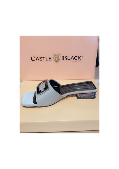 Arme Cıty Castle & Black Ac35828 Kısa Topuk Önü Taşlı Rahat Şık Terlik Gri Buz