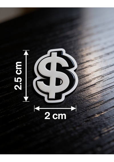 Dolar Sembolu Beyaz Rengi Telefon Sticker 3d Metal Tasarım, Arka Süs A300140