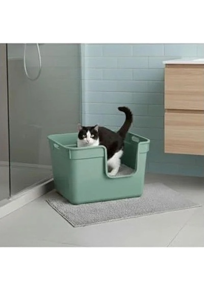 54x40x32 Cm Yeşil Yarı Açık Kedi Tuvaleti, Kolay Kullanım Açık Ahşap