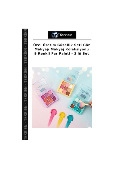 Özel Üretim Güzellik Seti Göz Makyajı Makyaj Koleksiyonu 9 Renkli Far Paleti - 3'lü Set Çok Renkli