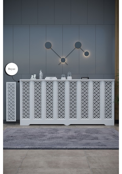Petek Kaplama Modern Radyatör Kapatma Ünitesi Ön Panel Mdf Tasarım İç Ölçü 156 Cm Dış Ölçü 160 Cm Petek 156 Beyaz D4