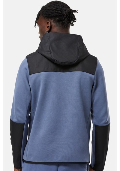 Nike Tech Fleece Full Zip Unisex Hoodie Kapüşonlu Sweatshirt Mavi Mavi - Siyah