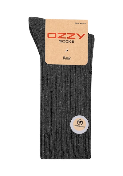 Ozzy Socks Kışlık Füme Erkek Lambswool Yünlü Uyku Çorabı Soft Touch 1 Çift Füme