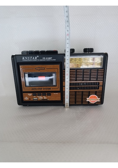 Nostalji Radyo Kaset Çalar Bluetooth Hoparlör Klasik Radyo - Kahverengi- Tek Ebat