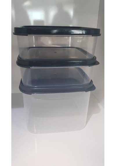 Sızdırmaz, Kilitli Kapaklı, Çok Renkli, Hava Geçiirmez, Kuru Gıda, Çerez, Plastik, Saklama Kabı Seti, Beyaz 3'lü
