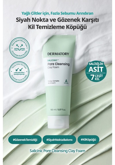 Sebumu Arındıran Siyah Nokta Ve Gözenek İçin Kil Temizleme Köpüğü Dermatory Salicinic Pore Clay Foam