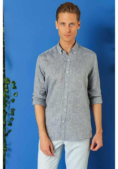 Efor Comfort Fit Düğmeli Yaka %100 Keten Apoletli Casual Lacivert Gömlek G 1564 Lacivert Efor Comfort Fit Düğmeli Yaka %100 Keten Apoletli Casual Lacivert Gömlek G 1564 Lacivert