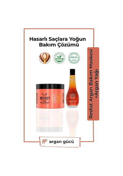 Redist Moroccan Argan Yağı Saç Bakım Yağı 100 ML + Redist Argan Saç Maskesi 500 ML