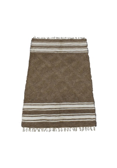 Kilim Antik El Dokuma Yün Çizgili Tiftik Siirt Battaniyesi 0023 - Yeni - Açık Kahverengi