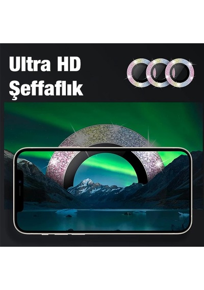 Ally Apple iPhone Uyumlu, 12 Pro Max 3d Metal Çerçeveli Kamera Lens Koruyucu- 5775