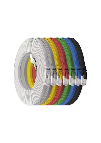 Irenis CAT7 Kablo Yassı FTP Ethernet Network LAN Ağ Kablosu, 5 M-Mavi