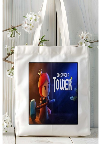 Art Hediye Once Up On Tower Mobil Oyun Baskılı Bez Çanta Omuz Çantası Çift Tafaflı Baskı Kişiye Özel 2 Çok Renkli