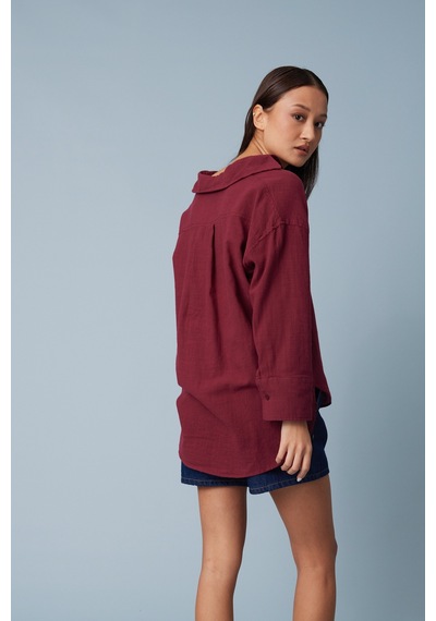 Avrile Oversize Gömlek Bordo