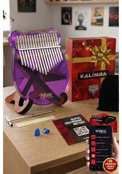 Midex Klx-660-pak Mor Renk Cam Kalimba 17 Tuşlu Full Set