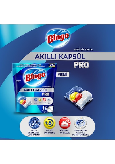 Bingo Akıllı Kapsül Pro Bulaşık Makinesi Deterjanı Tablet 80 Adet