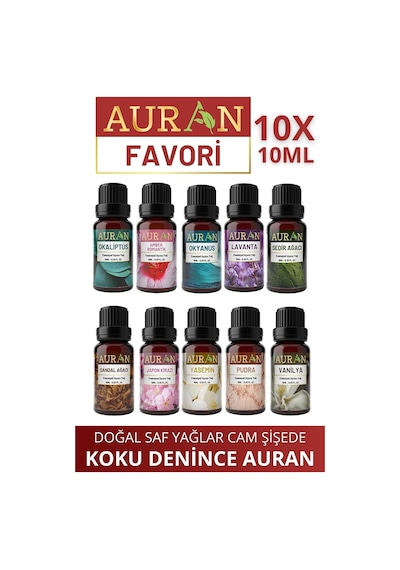 AURAN Favori Set Saf Esansiyel Uçucu Yağ Buhurdanlık Yağı 10x 10