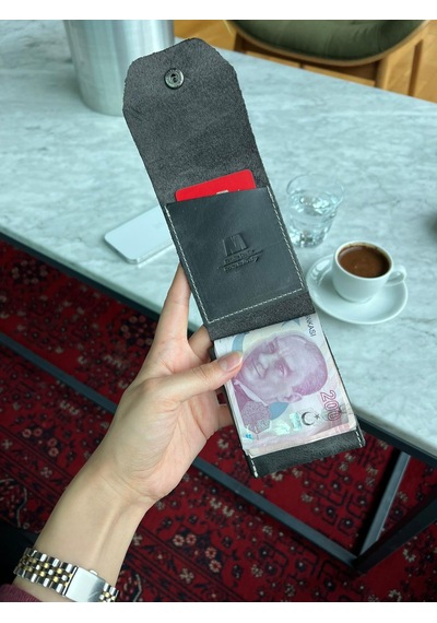 Mft Leather Hakiki Deri Çıtçıtlı Erkek Cüzdan Nova 5801 Antrasit