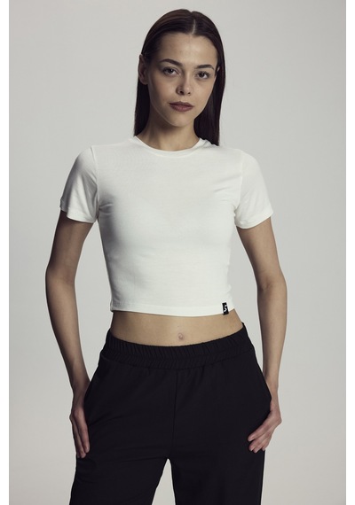 Scorp Lyra Kadın Crop Bambu Tişört Beyaz Standart