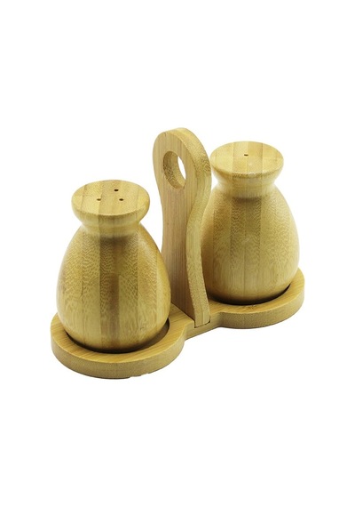 Baharatlık 2pcs Şişe Modeli Ahşap Bambu Tuzluk Baharatlık Tutacaklı Ahşap Stand Renkli