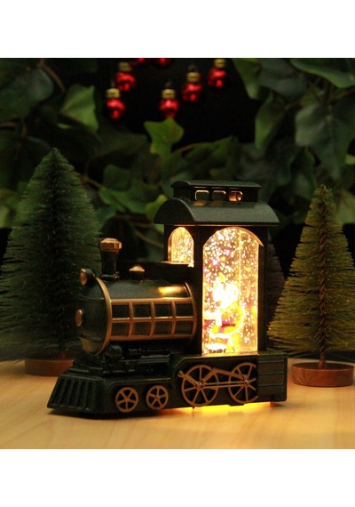 Yılbaşı Kar Küresi Noel Işıklı Dekoratif Noel Baba Treni 3