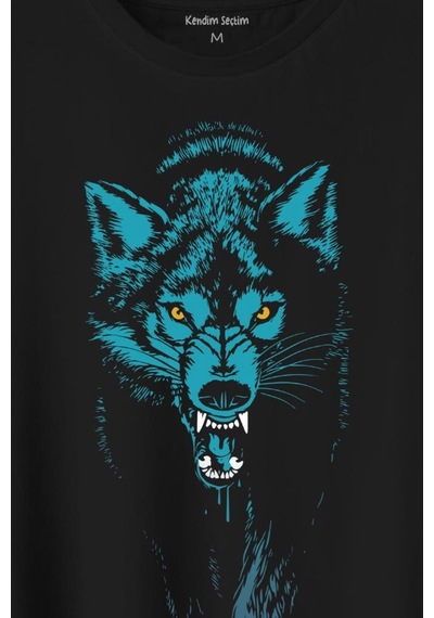 Bozkurt Kurt Kafası Wolf Mavi Bozkurt Baskılı Tişört Unisex T-shirt 001