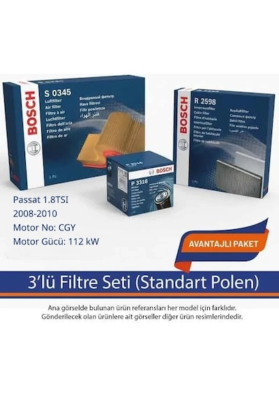 Netpar Volkswagen Passat 1.8tsı 2008-2010 Bosch 3'lü Filtre Seti