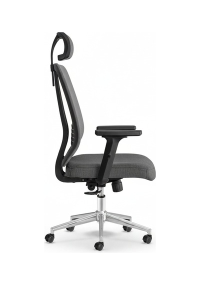 Upstyle Poyraz Başlıklı Fileli Ergonomik Çalışma Koltuğu Gri Krom Koltuk 66 125 65 Cm